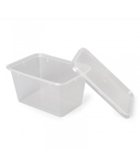 Combo tarrina PP rectangular transparente + tapa cierre hermético 20,0 / 17,5 x 12,0 / 8,5 x 7,5 cm 1.500 ml