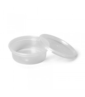 Combo tarrina PP redonda transparente + tapa cierre hermético Ø 11,7 x 4,0 cm 250 ml