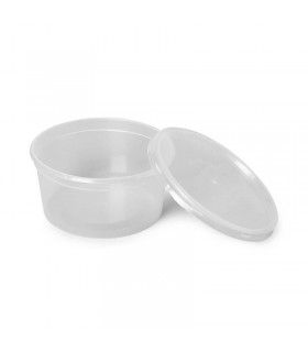 Combo tarrina PP redonda transparente + tapa cierre hermético Ø 11,7 x 6,0 cm 450 ml