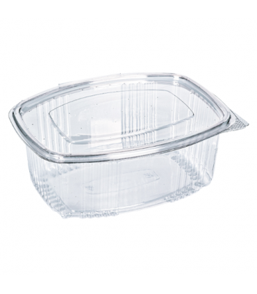 Envase PET ovalado con tapa bisagra 17,7 x 12,5 x 8,5 cm 1.000 ml