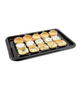 Bandeja rPet reutilizable rectangular negra "Buffet" 46,0 x 30,0 x 2,6 cm