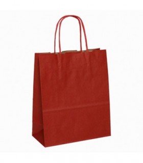 Bolsa papel roja con asa rizada color 36 x 12 x 41 cm