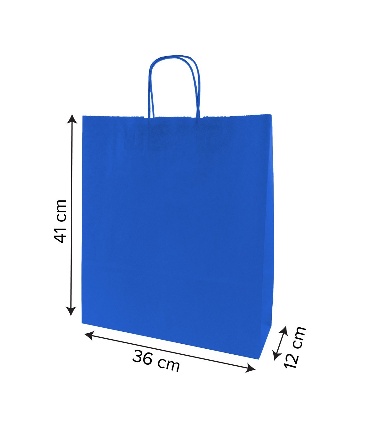 Bolsa papel azul asa rizada color 36 12 x 41 cm