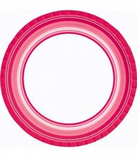Plato cartón premium redondo blanco/rosa 22 cm