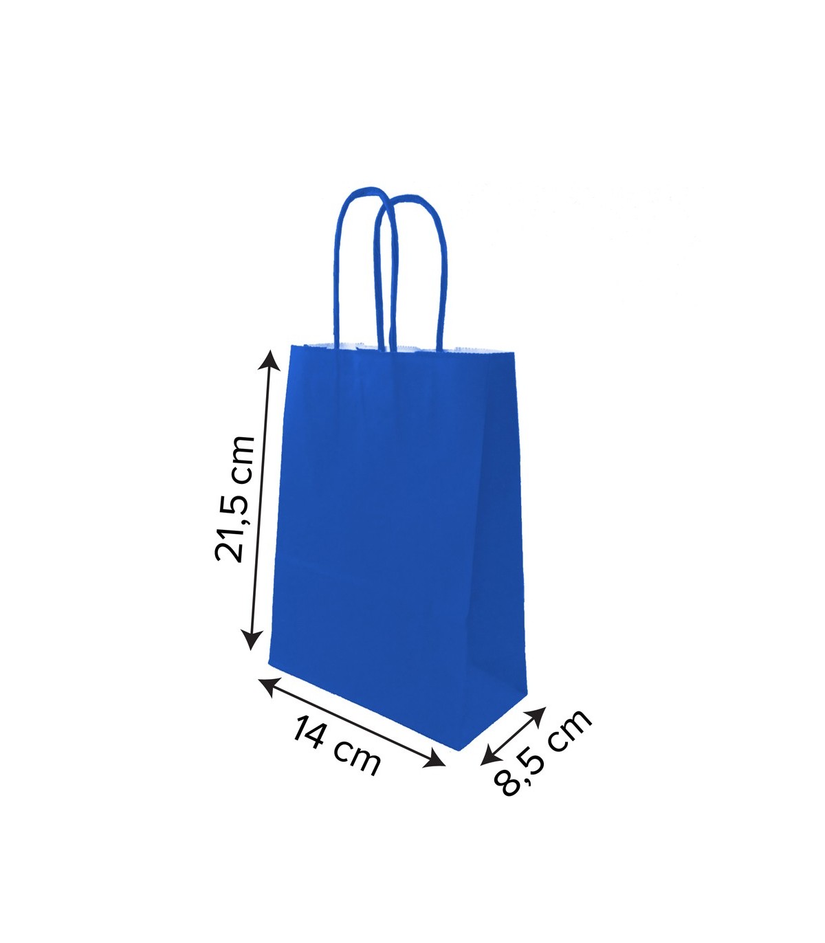 Bolsa papel azul con asa de color 14 x 8,5 x 21,5