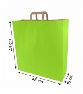 Bolsa papel verjurado verde claro con asa plana kraft 45 x 15 x 49 cm