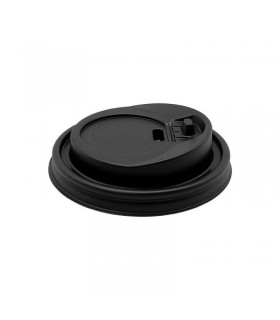 Tapa cierre antiderrame PS negra Ø 8,0 cm (para vasos de 8 y 12 oz)