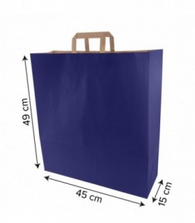 Bolsa papel verjurado azul con asa plana kraft 45 x 15 x 49 cm