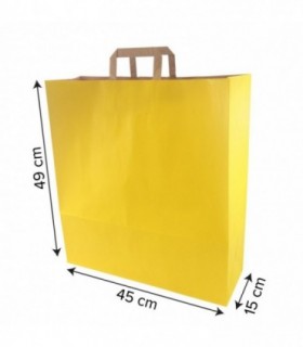 Bolsa papel verjurado amarilla con asa plana marron 45 x 15 x 49 cm
