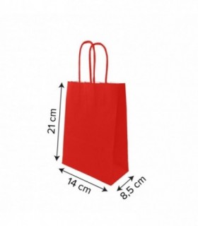 Bolsa papel roja con asa rizada color 14 x 8,5 x 21,5 cm